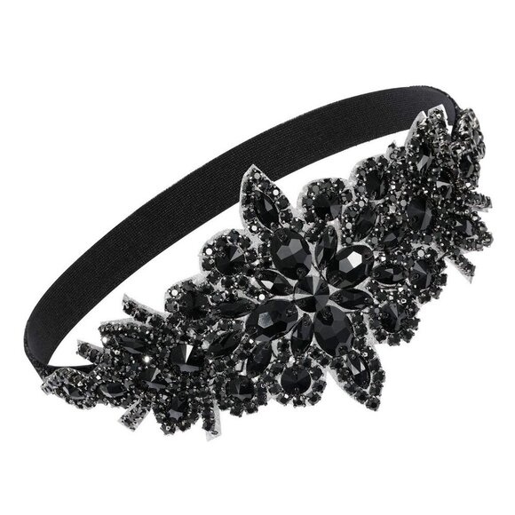 Black Rhinestone Flapper Headband 1920s Gatsby Costume Womens Accessory main image 5